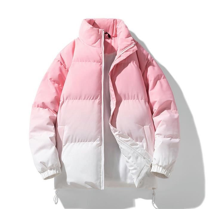 Doudoune Courte Homme Chaude Hiver Col Montant Casual Veste Zippee Epaisse Couleur Unie Confortable Automne-Hiver Rouge - Prêt-à-Porter