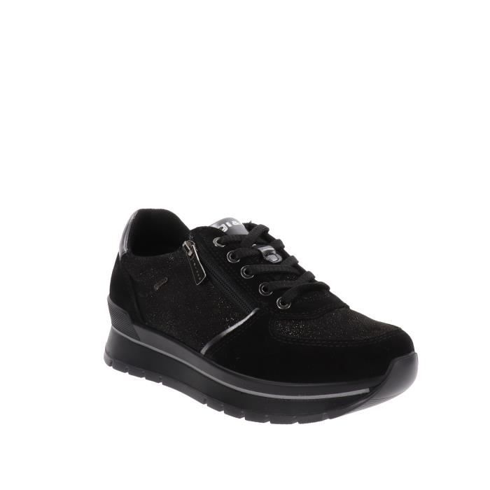 IGI & CO Baskets en cuir pour femme - IGI & CO - Nero - Lacets - Plat