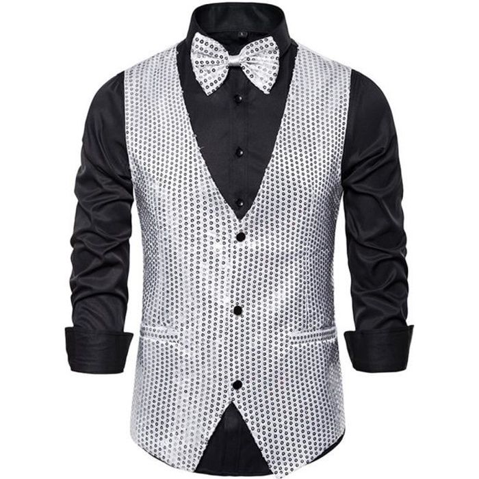 Gilet Argent avec Paillettes pour homme