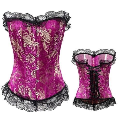 Corset Bustier Gothique Femme - Dentelle Satin Push-up - Lacets Ajustables - Lingerie Vintage