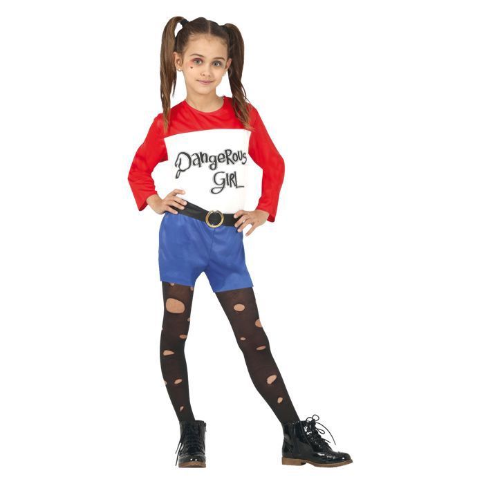 Déguisement fille Dangerous Girl - Generique - Modèle 10-12 ans -  Blanc/Multicolore - Polyester