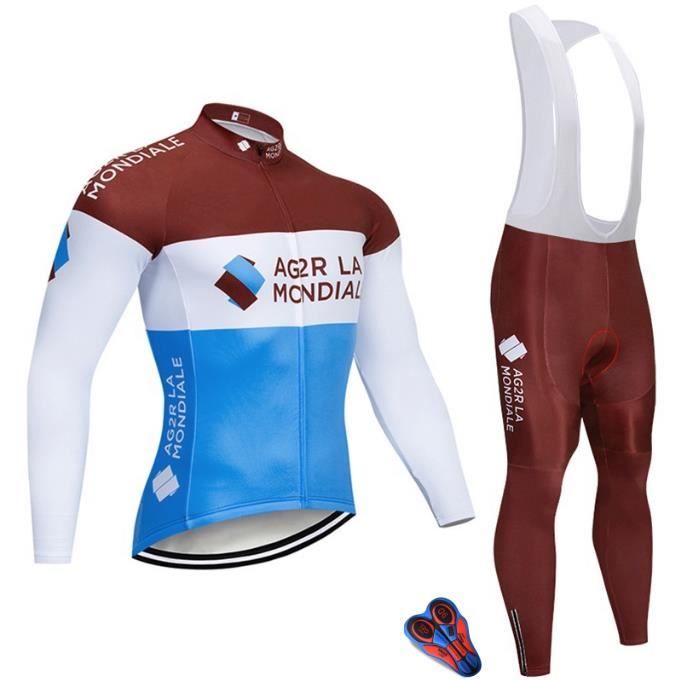 Maillot De Cyclisme Homme Manches Longues - Polyester/Élasthanne - Respirant Et Confortable - 3 Poches