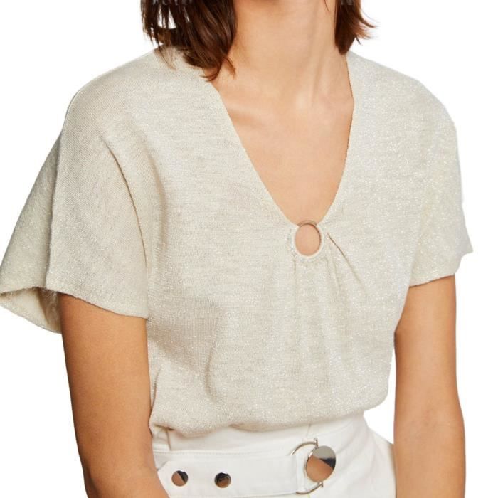 T-shirt bianco oro donna ea7 logo series in cotone stretch 3dtt26 xl