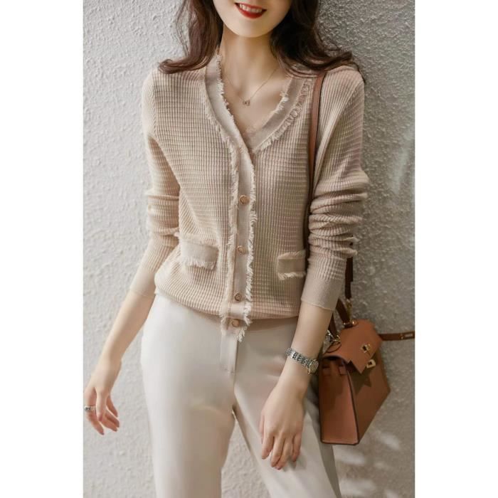 Minimalisme Femmes Cardigan Automne Hiver Solide Tricoté Pull Hauts Col