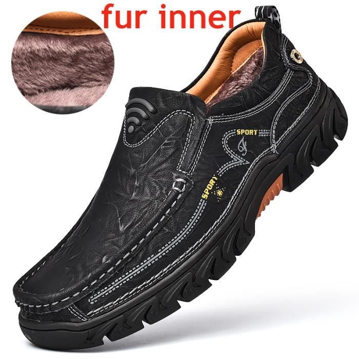 Baskets plates en cuir véritable pour hommes, chaussures de conduite décontractées, de loisirs