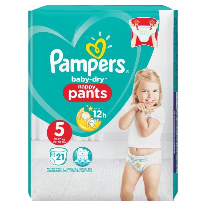 PAMPERS Baby-dry pants couches-culottes taille 5 (12-17kg) 37 couches pas  cher 