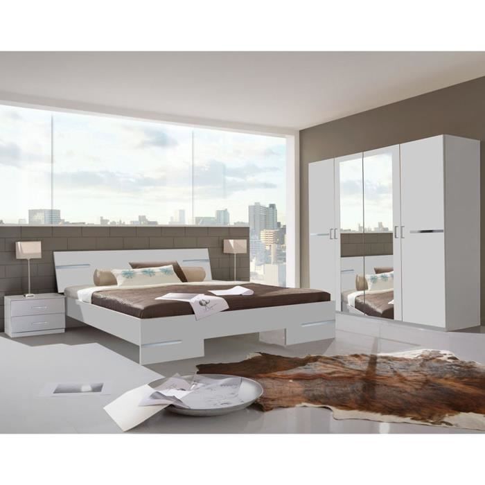 Chambre adulte en panneaux de particules coloris blanc - 160 X 200 cm . Chambre adulte en panneaux de particules coloris blanc - 160 X 200 cm .