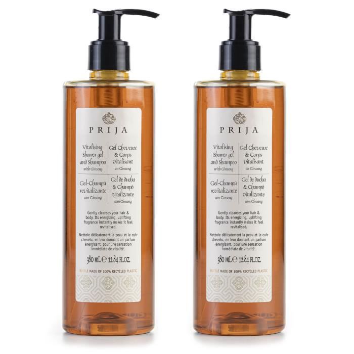 PRIJA shampoing/gel douche liquide ginseng 2x380ml Cdiscount Au quotidien