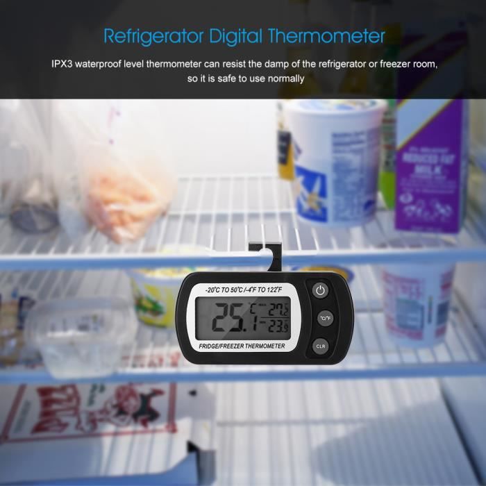 FM Professional 21824 Thermomètre frigo, Thermomètre congélateur,  Thermomètre réfrigérateur, Lot de 2 thermomètres pour réfrigérateurs,  Plastique