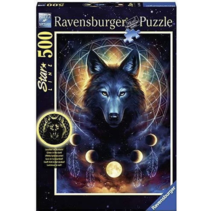 Puzzle Animaux Ravensburger 500 pièces - Loup Lumineux Adulte