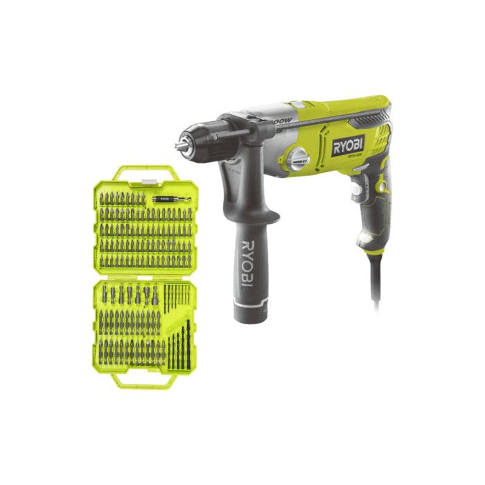 Pack RYOBI Perceuse à percussion RPD1200 K Coffret de 127 accessoires RAK127DDSD