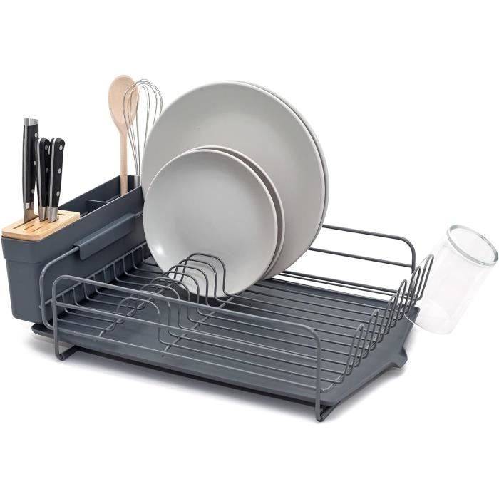 Égouttoir Haut De Gamme - Égouttoir À Assiettes Avec Porte-Couverts Et Plateau Récupérateur