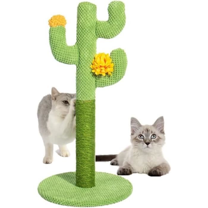 Griffoir Pour Chat En Forme De Cactus - 60 Cm - Sisal Naturel - Base Stable - Vert