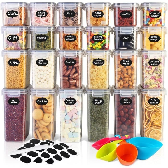 Boîtes De Rangement Alimentaires Hermétiques - Lot De Contenants En Plastique PET+PP Sans BPA - Transparents, Empilables - 5 Tailles