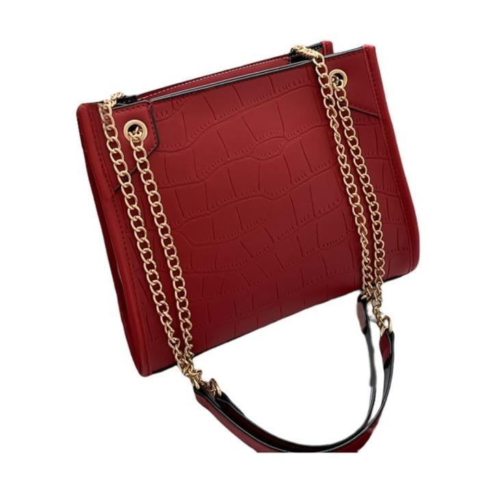 Sac Carré Bandoulière Effet Crocodile - PU, 4 Couleurs, Moyen, Style Travail Chic Pour Femme