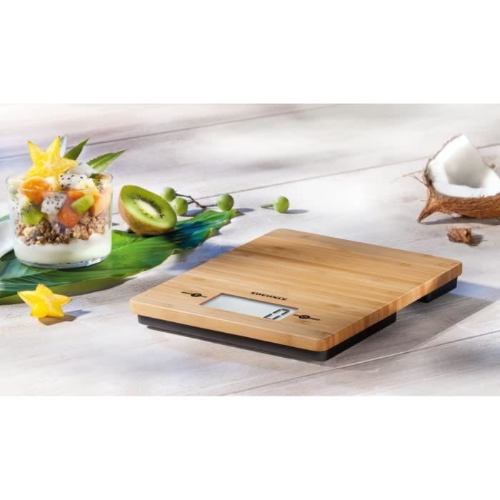 Balance de cuisine électronique avec fonction Tare jusqu'à 5 kg Bambou Brun