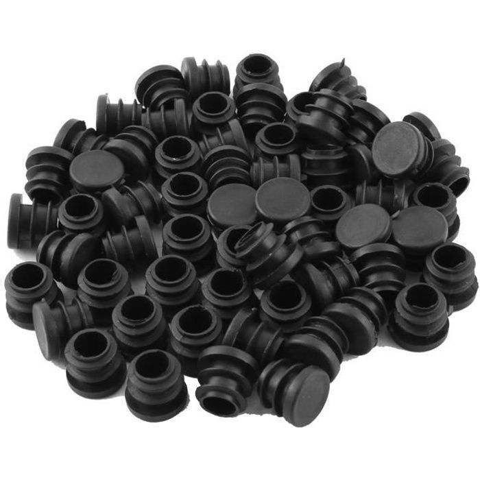 Pied De Meuble SOURCING MAP Pied Chaise Embout Nervuré Rond Pour 15mm ID Tube Meubles Tampon Table Protection Plastique Noir 20Pcs - Bricolage