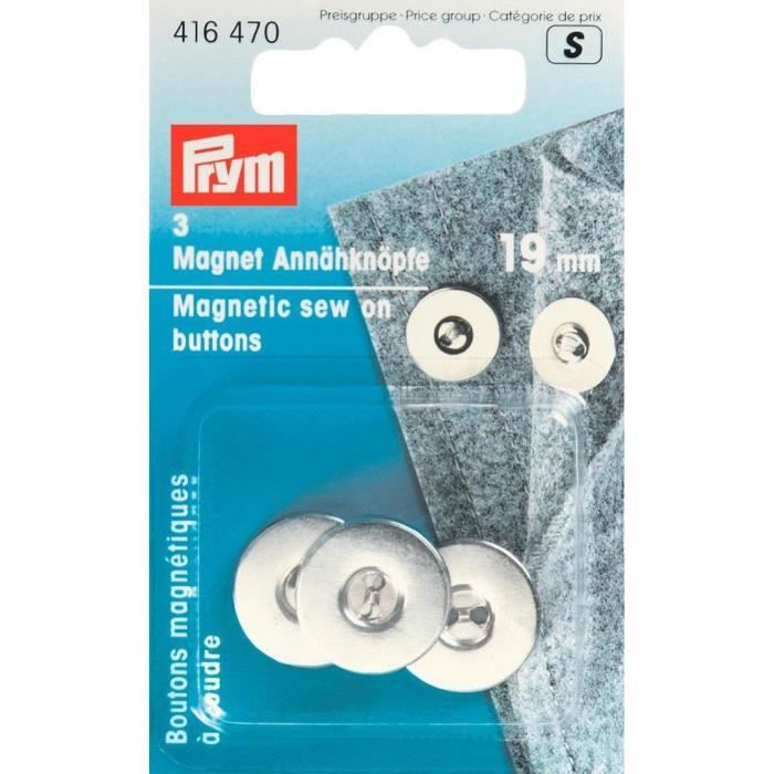 PRYM Boutons Magnétiques à Coudre 19 mm Argent