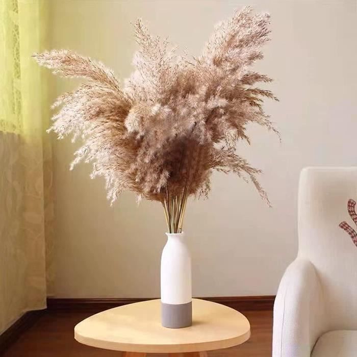 Larber 8 Branches Faux Pampas 113cm - Herbe De Pampa Artificielle Pelucheuse, Décoration Mariage Vase Maison, Imitation Réaliste