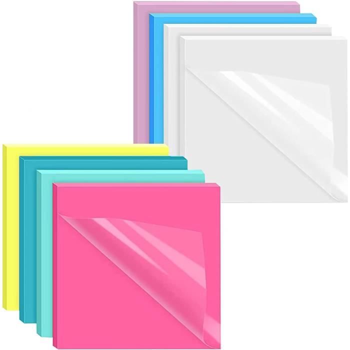 Notes Autocollantes Transparentes - Lot De 600 Feuilles, 3 Tailles, Réutilisables Et Imperméables