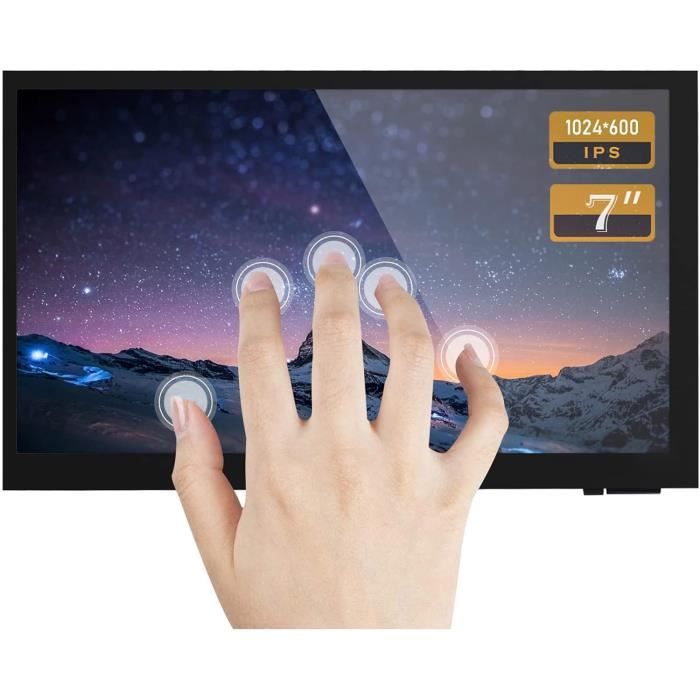 Écran tactile LCD IPS de 7 pouces, 1024x600, compatible HDMI, avec