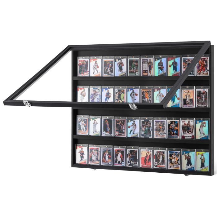 Présentoir pour 36 cartes de sport-VEVOR-775x617x55mm-en verre PC transparent verrouillable pour cartes collectionner basket-ball
