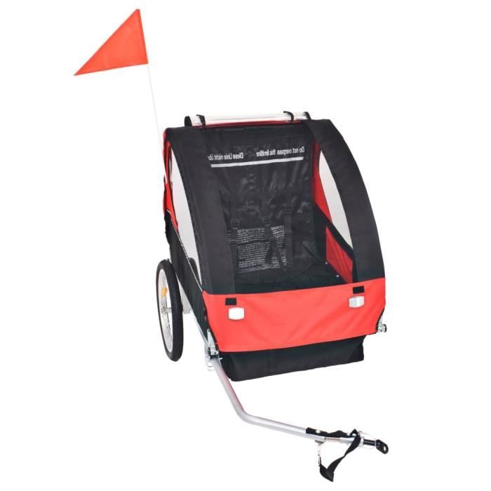 Remorque de vélo pour enfants - VGEBY - Rouge et noir - Capacité de charge 30 kg