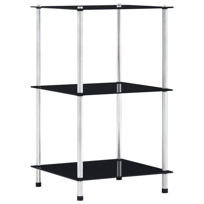 vidaXL Étagère 3 niveaux Noir 40x40x67 cm Verre trempé 249509