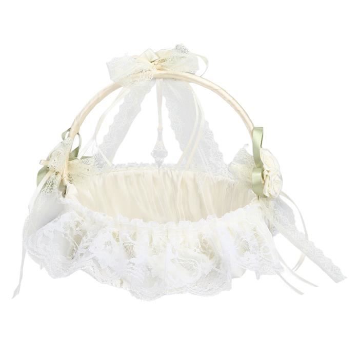 Panier à Fleurs Mariage En Dentelle Blanche - Décoration Romantique Pour Banquet