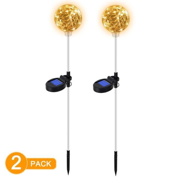Lampes Solaires de Jardin-2pcs-IP65 Étanche-Extérieur Lampe Torche de Jardin Pour Chemins Pelouse