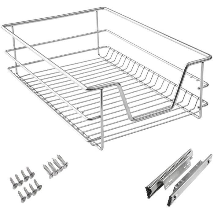 Tiroir Coulissant Extensible Cuisine 25x43x7cm Blanc - Rangement Placard Adhésif Sans Percage