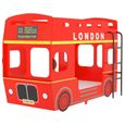 Haute qualité Lit adulte 90x200 cm Lit superposé Bus de Londres Rouge MDF-1