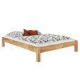 Lit adulte style futon en hêtre massif naturel 180x200 cm avec sommier à lattes en bois - ERST-HOLZ-1