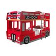 Lit superposé 90x200 Bus Londonien sommier inclus et Armoire 2 portes Car Beds - Rouge - Vipack-1