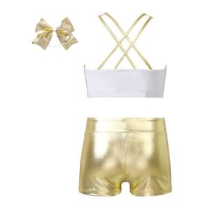 Justaucorps Fille Sans Manches Avec Short Strass - Tenue De Danse, Gymnastique, Patinage Artistique