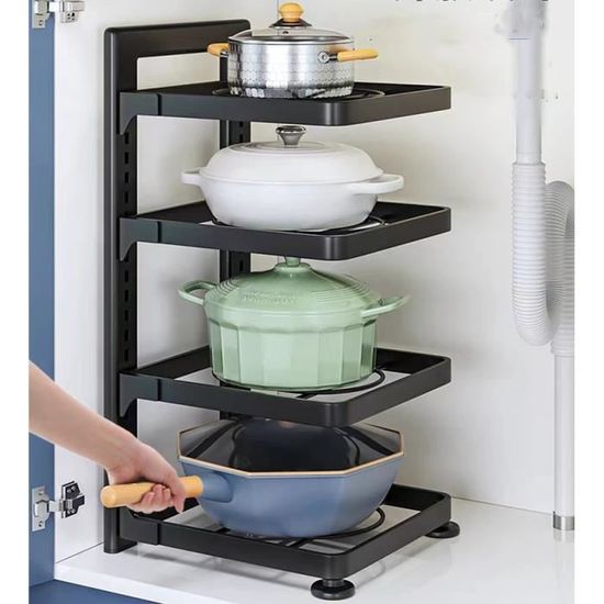 Porte-casseroles Détachable Support Acier Inoxydable 3 en 1 Organiseur de  Poêle avec 8 Compartiments Réglables Rangement de Cuisine - Cdiscount Maison