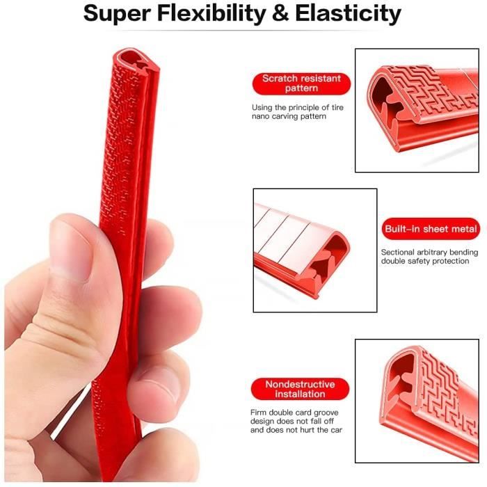 Protection Portiere Voiture,U Portière De Voiture Protecteur,Protege Portiere Voiture,Protection En Caoutchouc De Port De Voiture. (Noir A