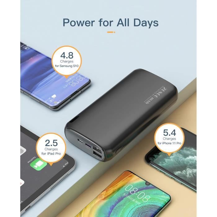 Baterie Externa Cu Panou Solar Si Incarcare Wireless QI, De 26800 MAh, Cablu USB C, Cu 5 Porturi Usb Si Lanterna Led X001m7he0h