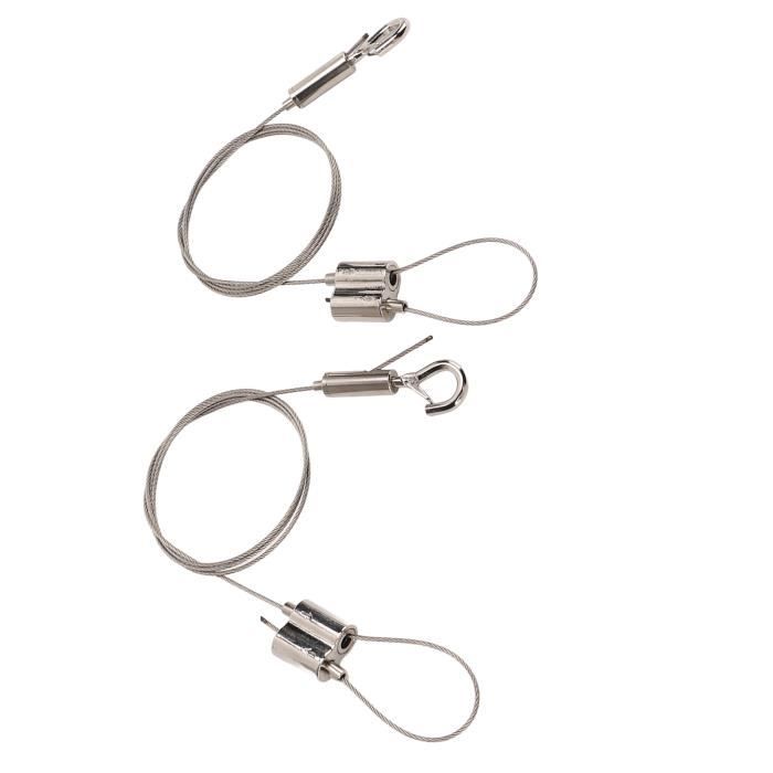 Kit De Suspension Lourd En Acier Inoxydable - 2 Fils Réglables Jusqu'à 2m - Support 30kg Pour Miroirs, Cadres, Lampes