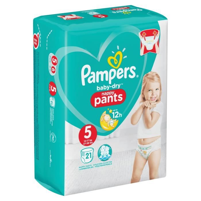 PAMPERS - COUCHES-CULOTTES BABY DRY Taille 5 - 12-17kg Paquet de 37 -  Couches et Couche-culottes/Couches T5 11-23 kg 