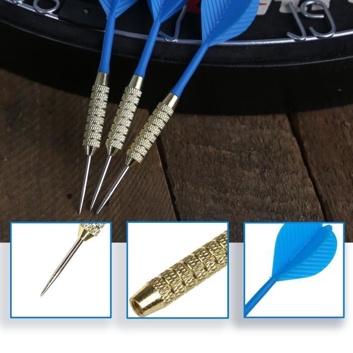 Lot De 3 Fléchettes Steel Tip Noires 22g - Canon Torpille Acier - Vols Inclus - Pour Compétition Ou Loisir