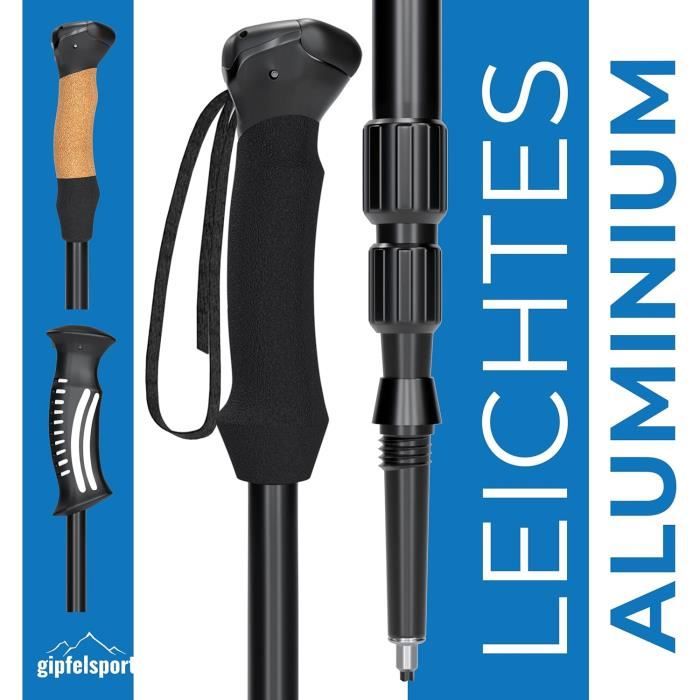 Bâtons De Trekking Carbone – Réglables 25 à 65 Cm, Ultra-légers (300 G), Pointes Tungstène