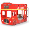 Haute qualité Lit adulte 90x200 cm Lit superposé Bus de Londres Rouge MDF-2