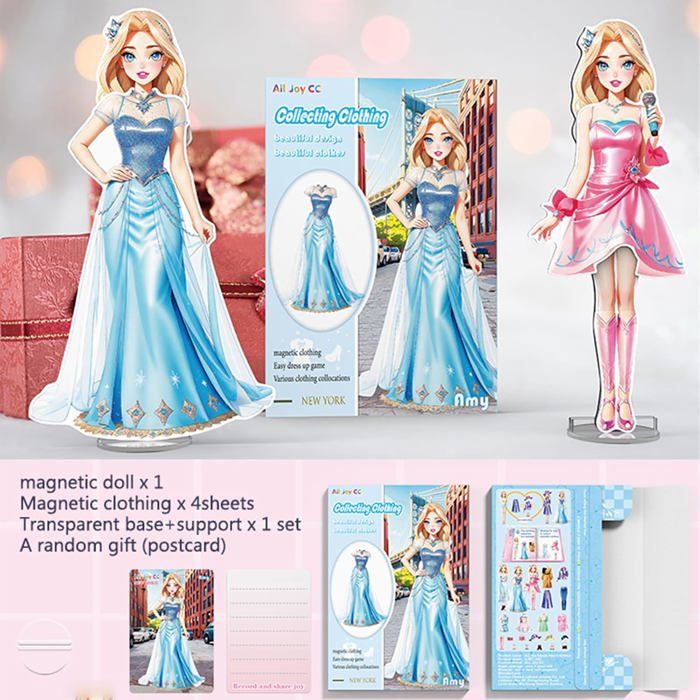 Poupées à Habiller Magnétiques Princesse - 10x14,5 Cm | Jouet Voyage, Créativité, Fille 4-7 Ans