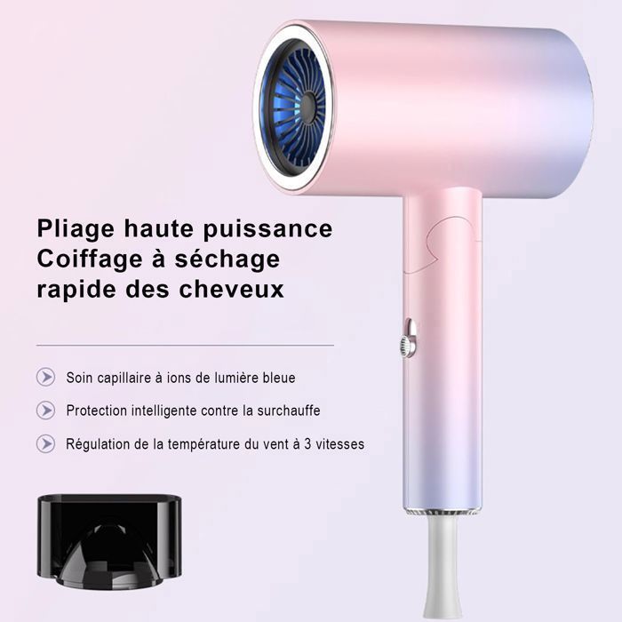 Sèche-cheveux Ionique Professionnel Portable - Chaud Et Froid - Faible Bruit