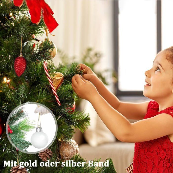 Mini Boules De Noël Blanches Et Dorées · Creative Fabrica