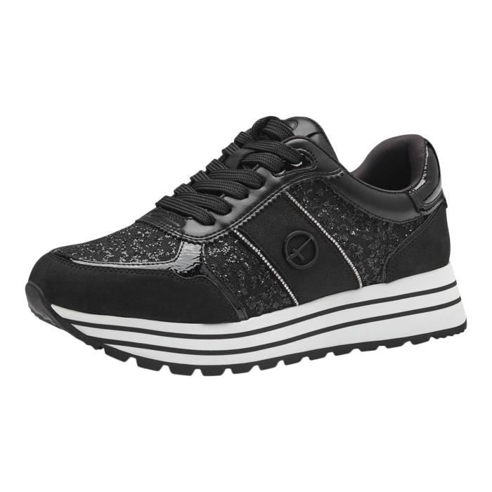 Baskets basses TAMARIS Femme Lacets Noir Confort exceptionnel Noir Cdiscount Chaussures