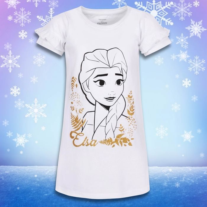 Chemise de nuit Disney La Reine des neiges blanche pour fille, à