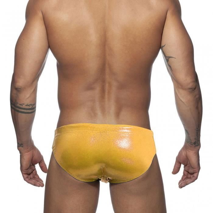 Slip de Bain Homme Maillot de Bain Paillettes Sexy Jaune Jaune