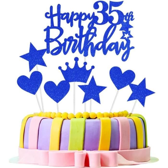 Déco Anniversaire 35 Ans Bleu – Ballons, Bannière, Guirlande Et Topper Gâteau, Kit Complet Pour Fête Homme
